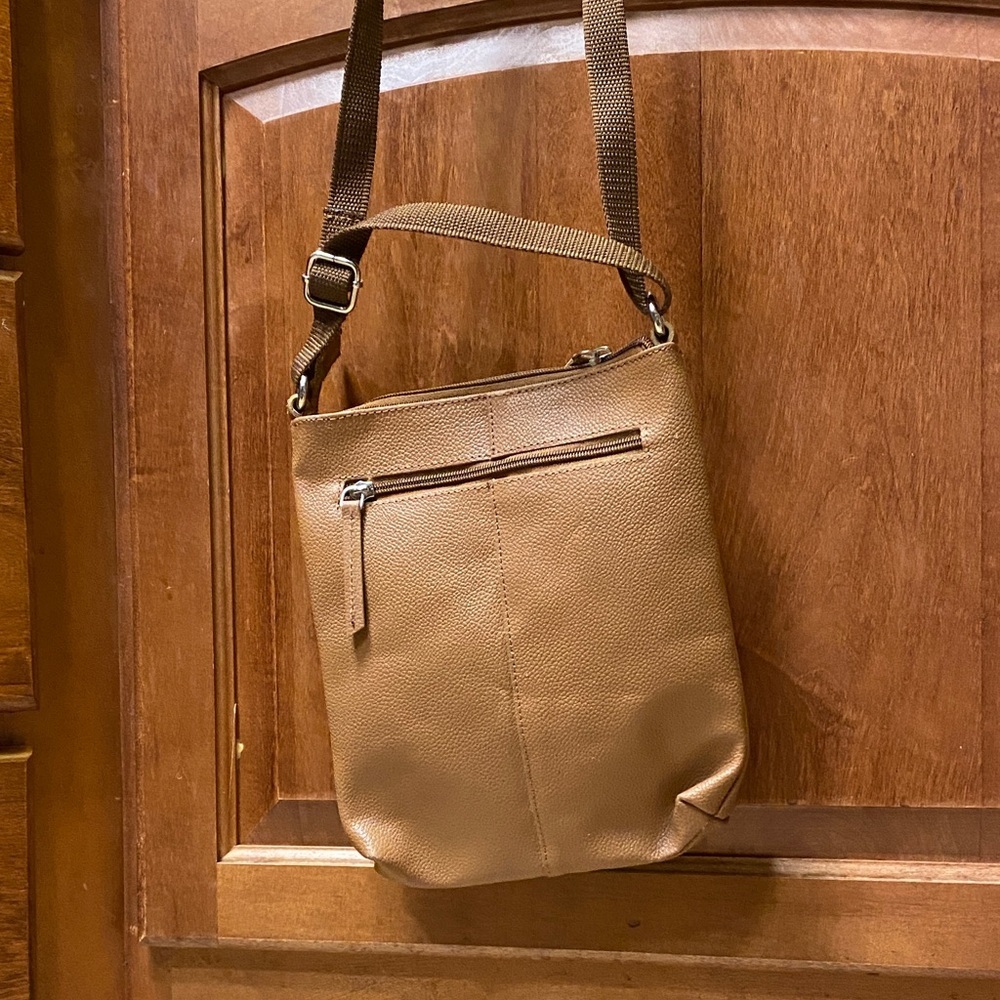 Tan Leather Messenger Bag / Crossbody Utility Practical